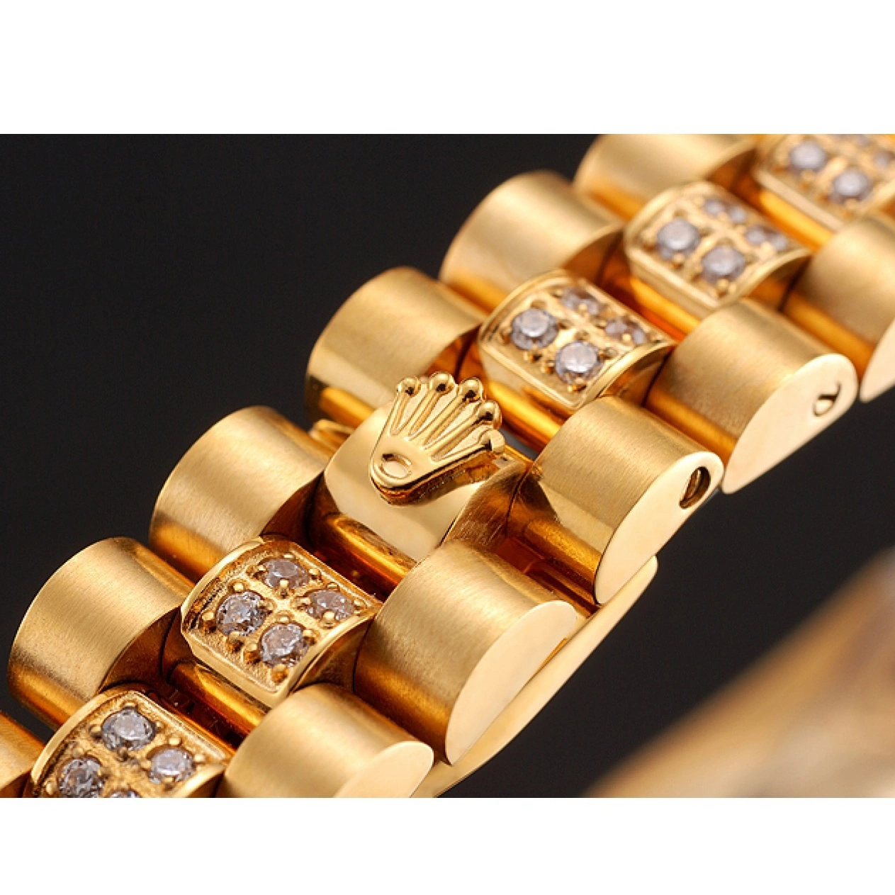 Aaa replica watch DayJust White Dial Bracelet Diamond Rolex Pave Swiss 1453957 Diamond Gold 0706